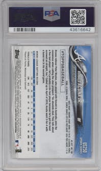 Ronald Acuna Jr. from the 2018 Topps Update set graded by PSA and given an overall grade of 10.