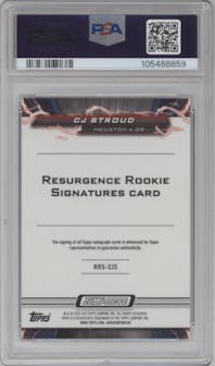 C.J. Stroud from the 2023 Topps Composite set graded by PSA and given an overall grade of 10.