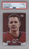 Brock Purdy from the 2024 Panini Mosaic set graded by PSA and given an overall grade of 9.