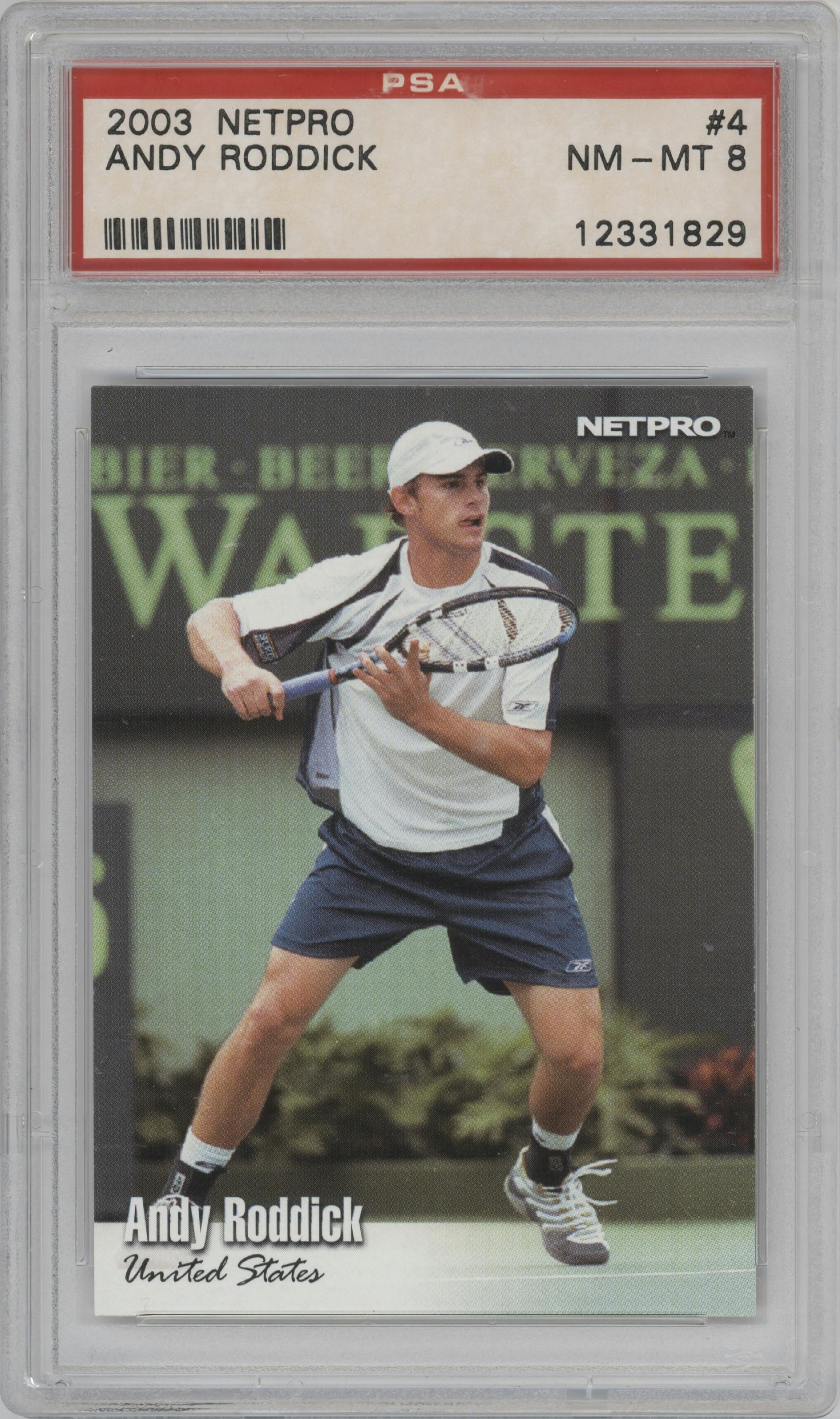 Andy Roddick from the 2003 Netpro  set graded by PSA and given an overall grade of 8.