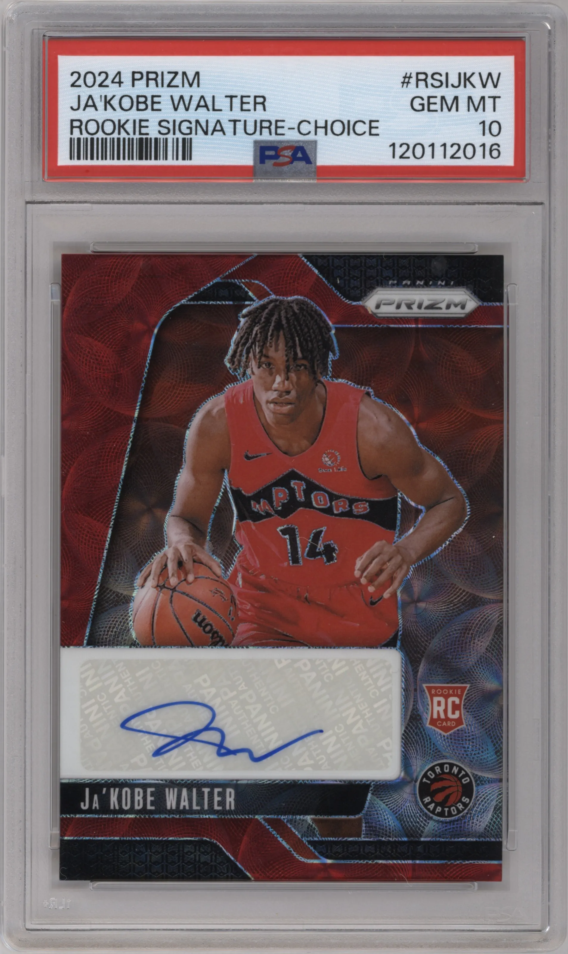 2024 Panini Prizm Rke.Sig. Ja’Kobe Walter Choice PSA 10