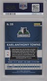 Karl-Anthony Towns from the 2015-16 Panini Prizm  set featuring a Red/White/Blue Prizm parallel graded by PSA and given an overall grade of 10.