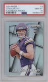 J.J. McCarthy from the 2024 Panini Prizm set graded by PSA and given an overall grade of 10.