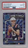 Drake Maye from the 2024 Donruss set graded by PSA and given an overall grade of 10.