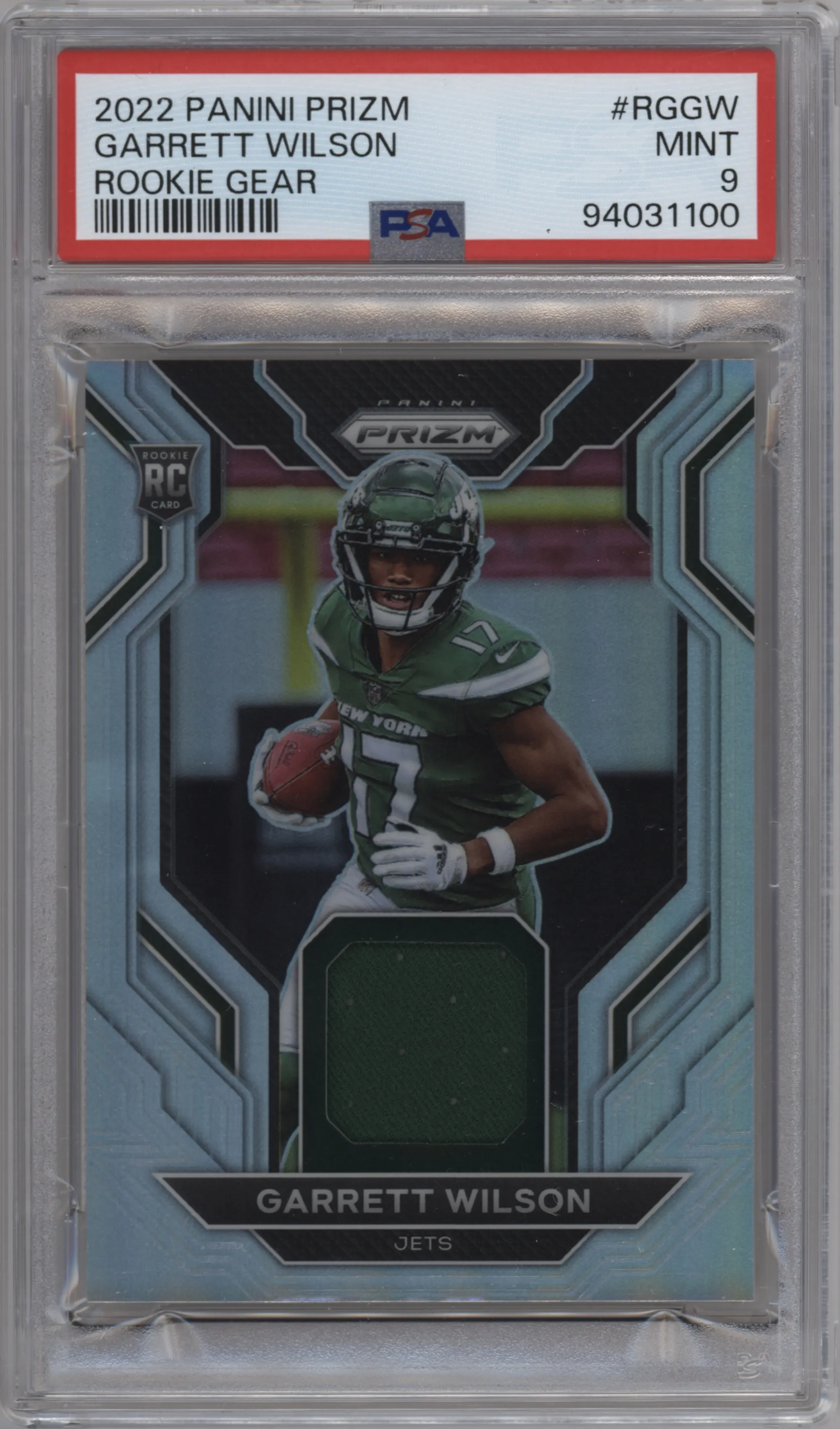 2022 Panini Prizm Rke.Gear Garrett Wilson PSA 9