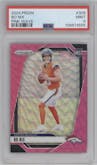 Bo Nix from the 2024 Panini Prizm set featuring a Pink Wave parallel graded by PSA and given an overall grade of 9.