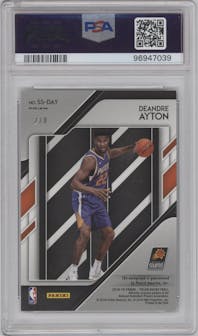 Deandre Ayton from the 2018-19 Panini Prizm set featuring a Choice Green parallel graded by PSA and given an overall grade of 9.