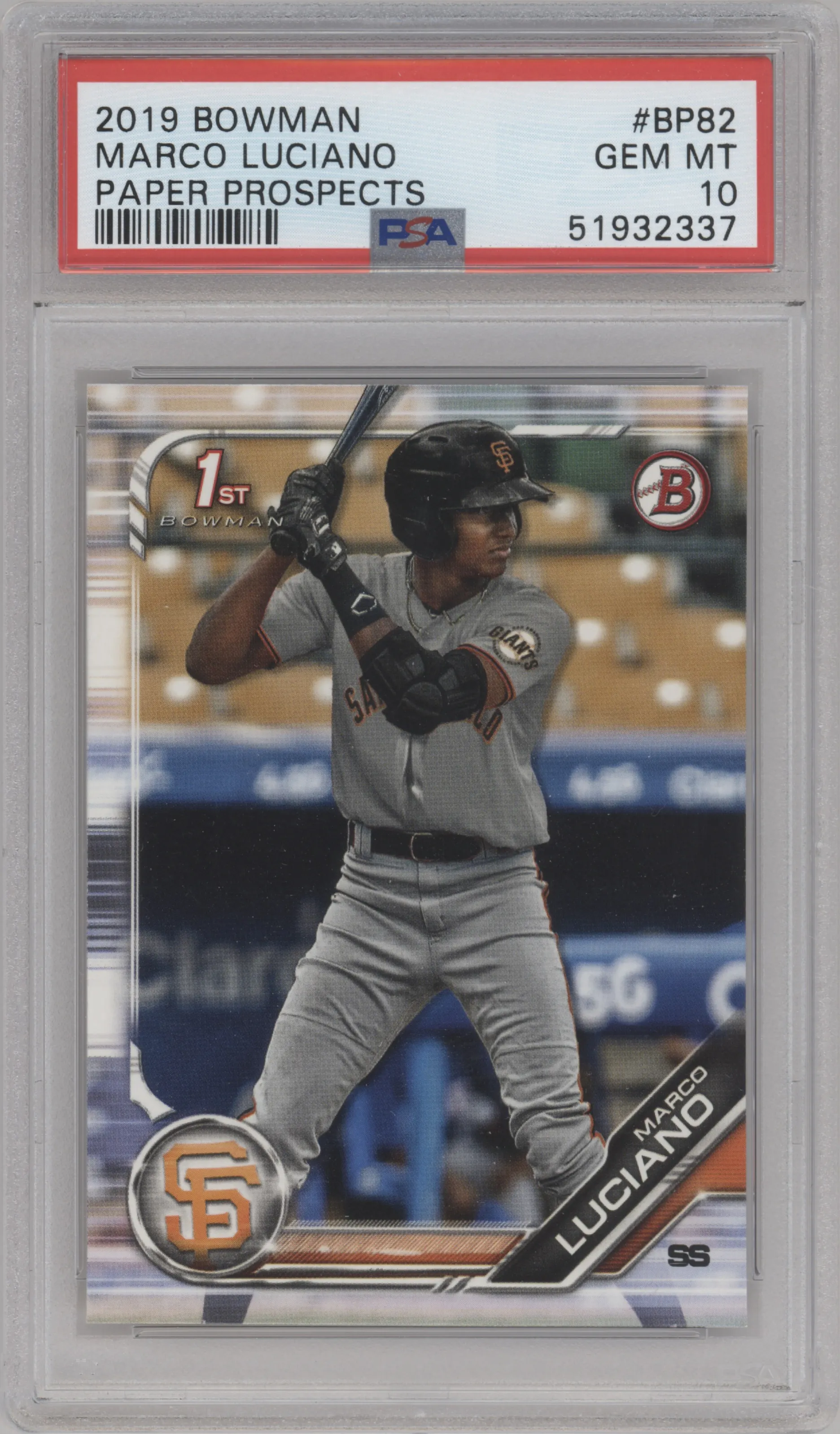 2019 Bowman Prospect Marco Luciano PSA 10