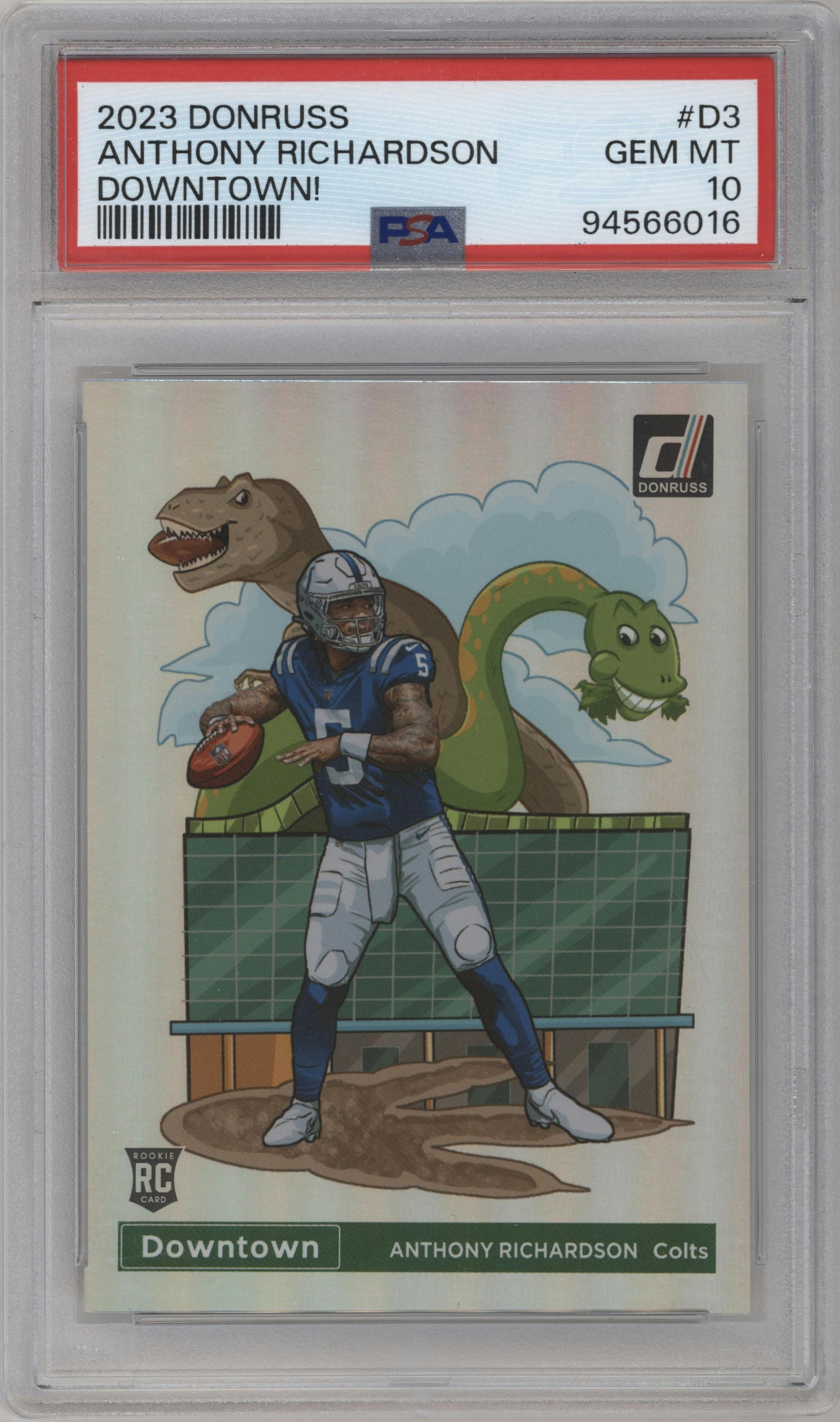  Anthony Richardson from the 2023 Panini Donruss set graded by PSA and given an overall grade of 10.