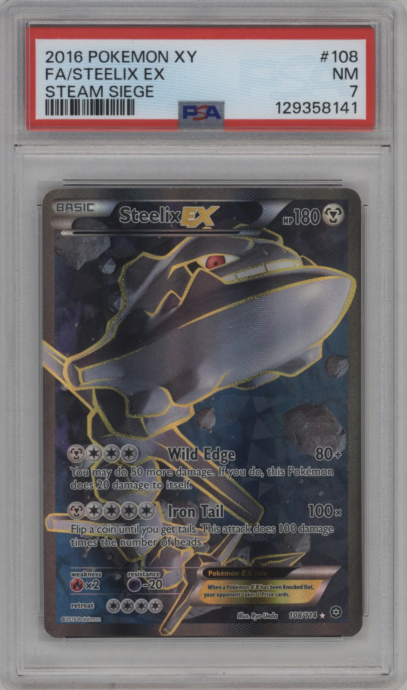 2016 Pokemon XY Steam Siege Steelix EX #108 PSA 7