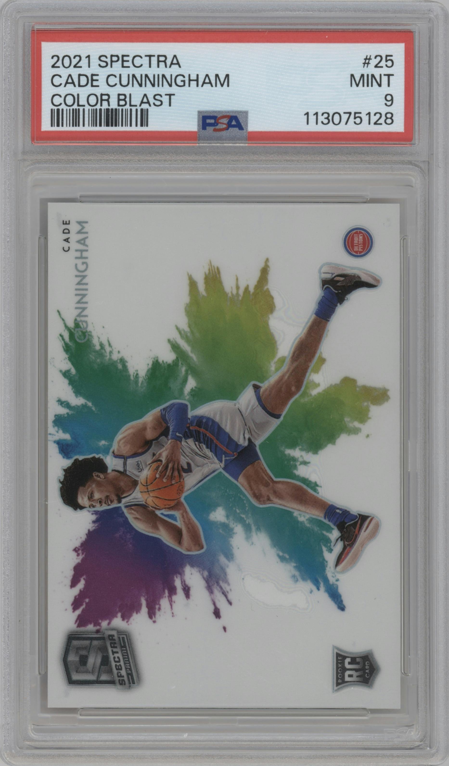 Cade Cunningham from the 2021-22 Panini Spectra set graded by PSA and given an overall grade of 9.