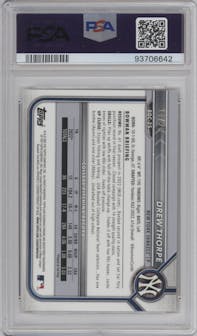 Drew Thorpe from the 2022 Bowman Draft set featuring a Orange Refractor parallel graded by PSA and given an overall grade of 10.