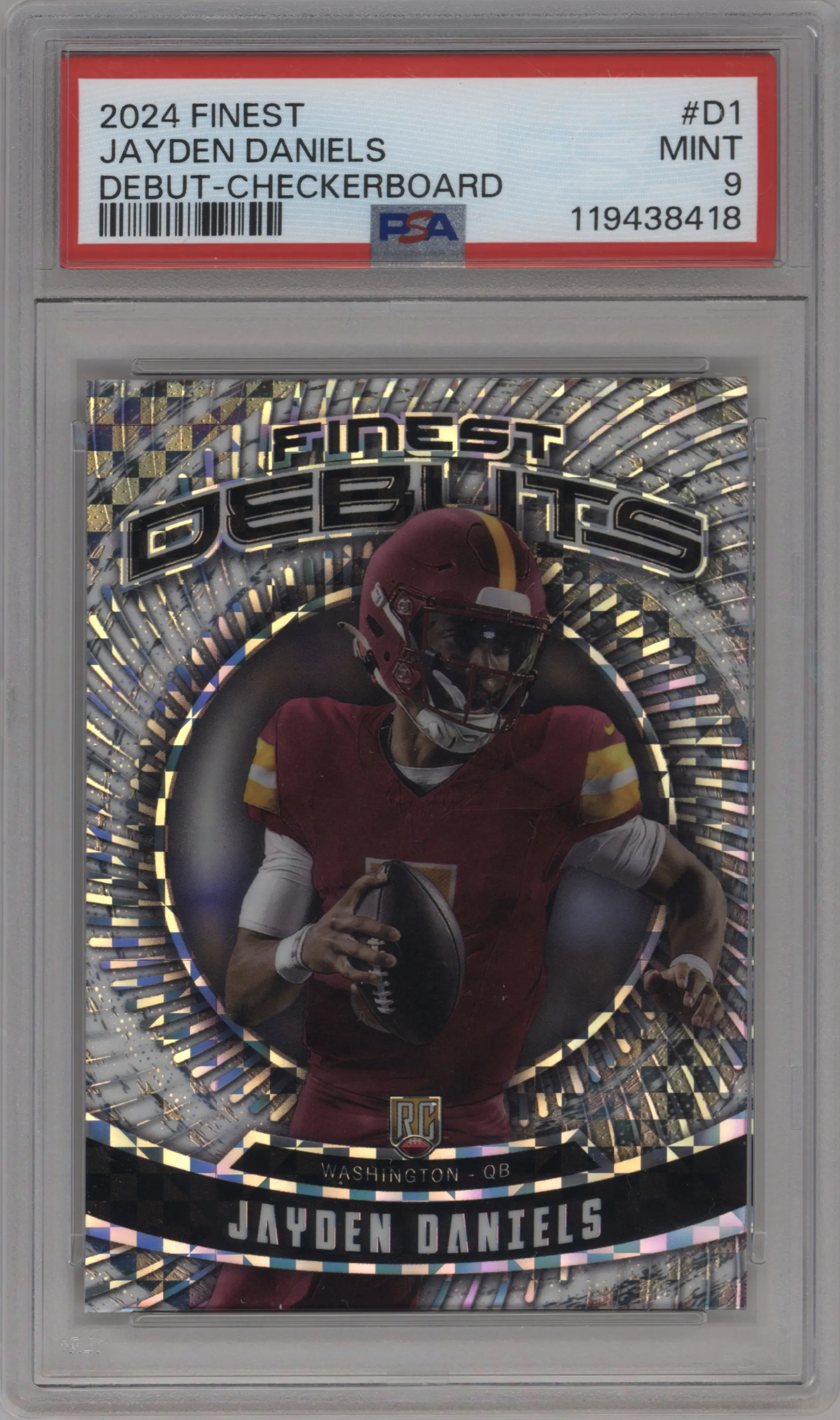 2024 Finest Debut Jayden Daniels Checkerboard Refractor #D-1 PSA 9
