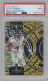 Zay Flowers from the 2023 Panini Select set featuring a Disco Gold parallel graded by PSA and given an overall grade of 9.