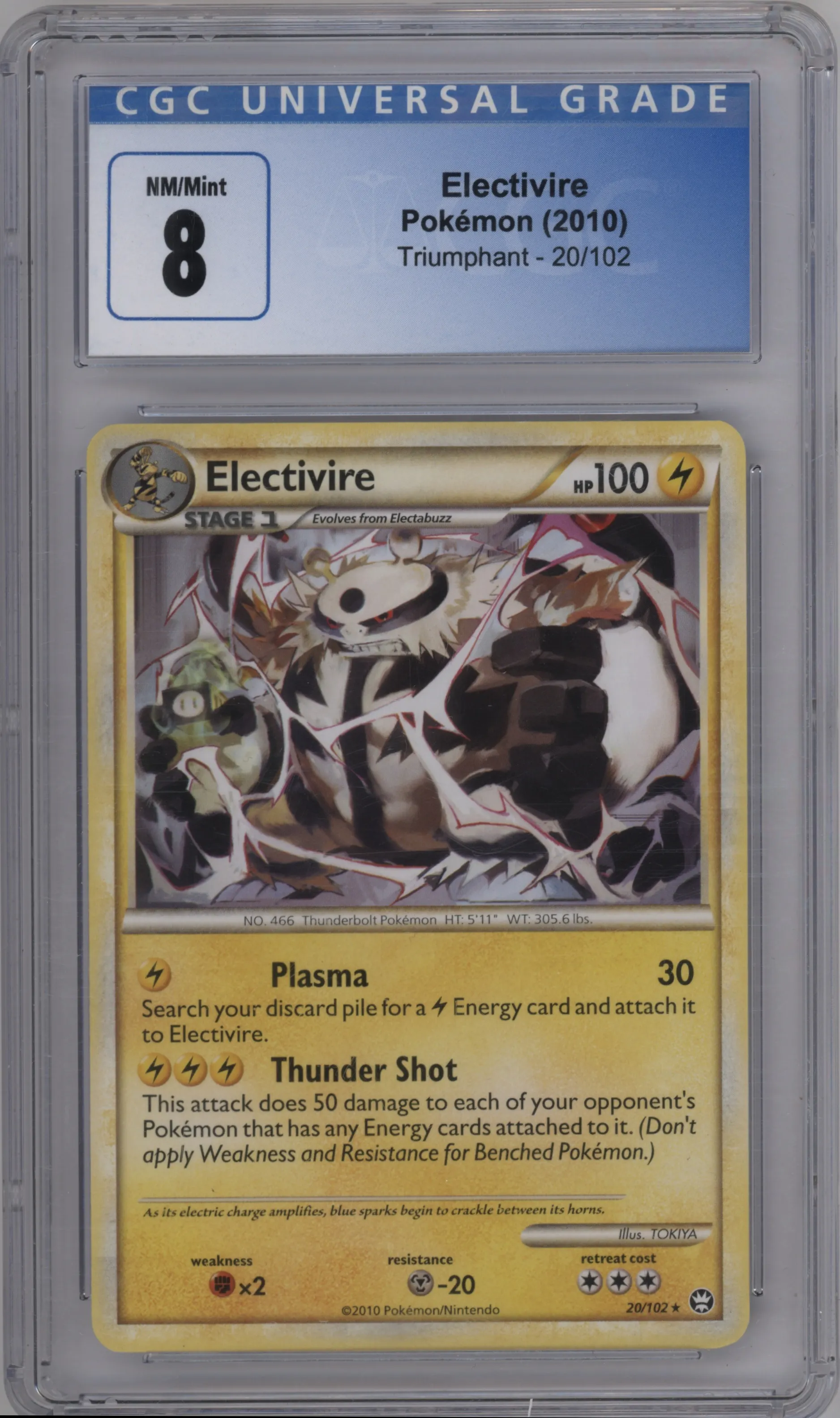 2010 Pokemon HG & SS Triumphant Electivire CGC 8