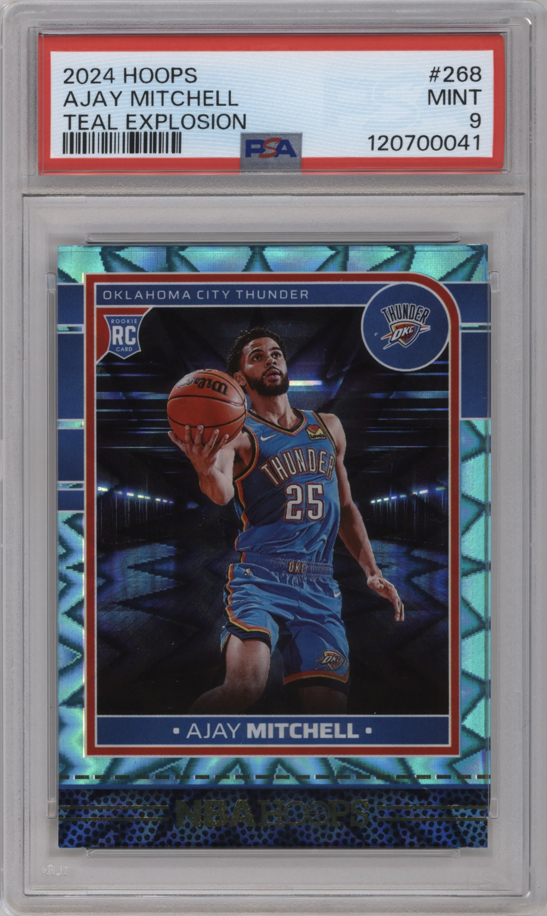 2024 Panini NBA Hoops Ajay Mitchell Teal Explosion #268 PSA 9
