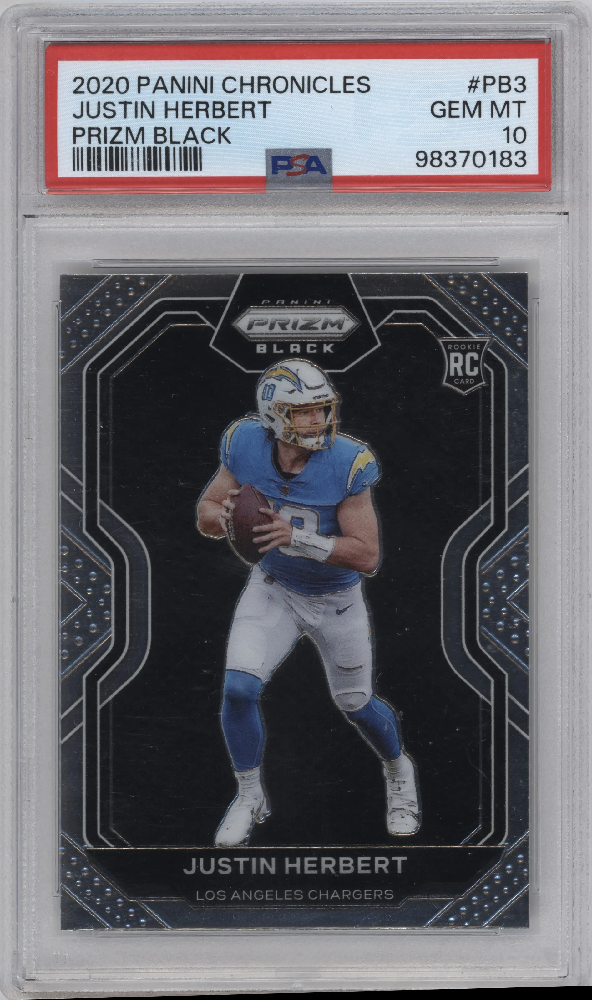 2020 Panini Chronicles Prizm Black Justin Herbert PSA 10