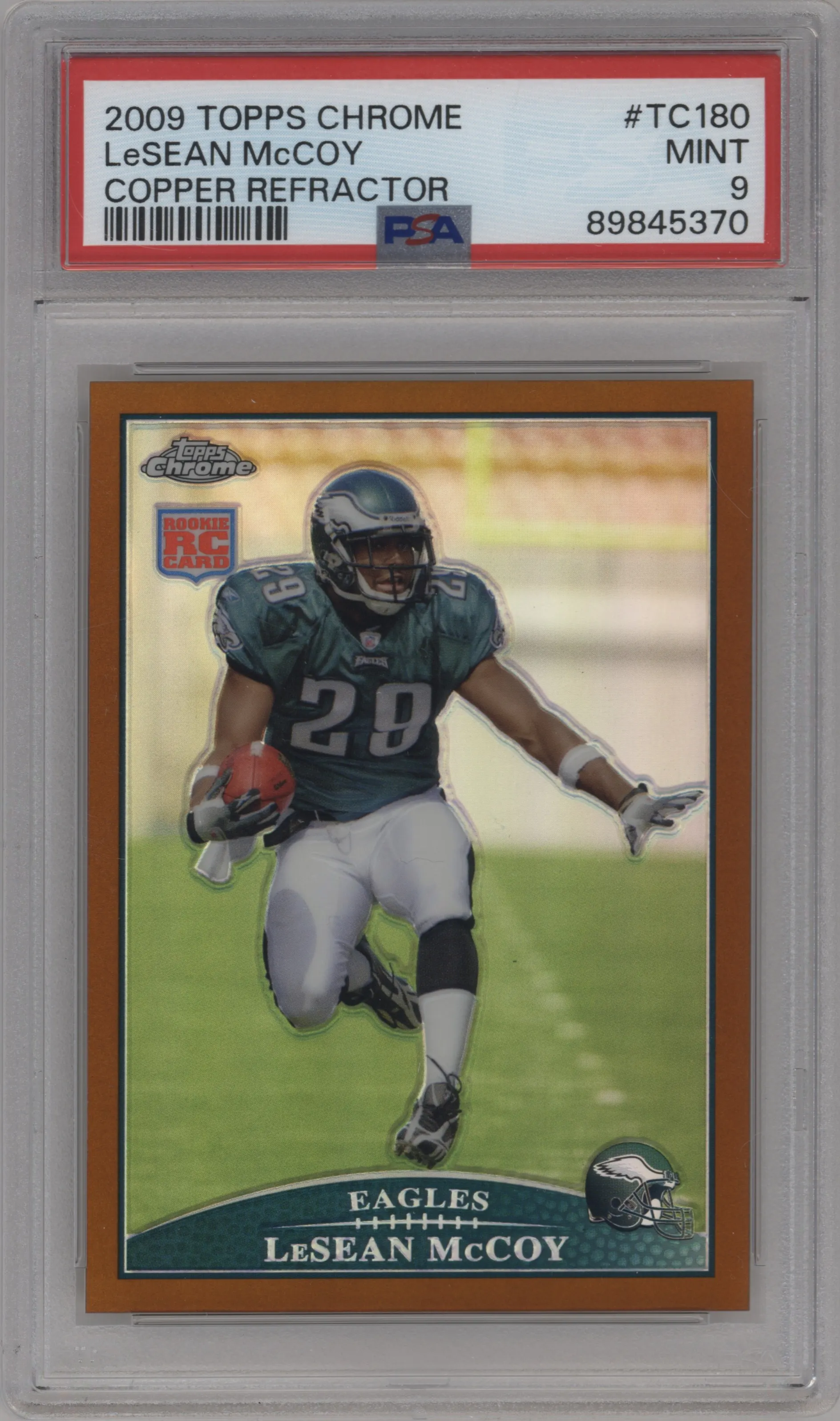 2009 Topps Chrome LeSean McCoy Copper Refractor #TC180 PSA 9