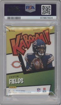 Justin Fields from the 2021 Panini Absolute set graded by PSA and given an overall grade of 9.