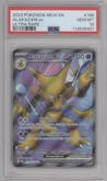 Alakazam EX from the 2023 Pokemon SV set graded by PSA and given an overall grade of 10.