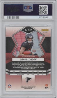 Drake London from the 2022 Panini Mosaic set featuring a White Sparkle parallel graded by PSA and given an overall grade of 10.