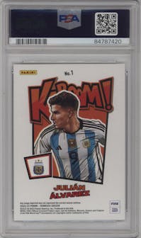 Julian Alvarez from the 2022-23 Donruss  FIFA set graded by PSA and given an overall grade of 9.