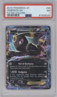 Umbreon EX from the 2016 Pokemon XY set graded by PSA and given an overall grade of 7.