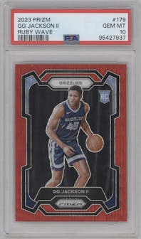 GG Jackson II from the 2023-24 Panini Prizm set featuring a Ruby Wave parallel graded by PSA and given an overall grade of 10.