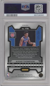 Ausar Thompson from the 2023-24 Panini Prizm set featuring a Red Prizm parallel graded by PSA and given an overall grade of 10.