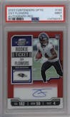 Zay Flowers from the 2023 Panini Contenders Optic set featuring a Red parallel graded by PSA and given an overall grade of 9.