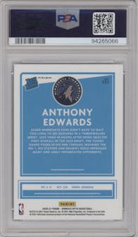 Anthony Edwards from the 2020-21 Panini Donruss Optic set featuring a Purple Shock parallel graded by PSA and given an overall grade of 7.