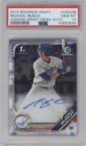 Michael Busch from the 2019 Bowman Draft set graded by PSA and given an overall grade of 10.