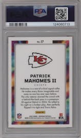 Patrick Mahomes II from the 2024 Panini Obsidian set graded by PSA and given an overall grade of 10.