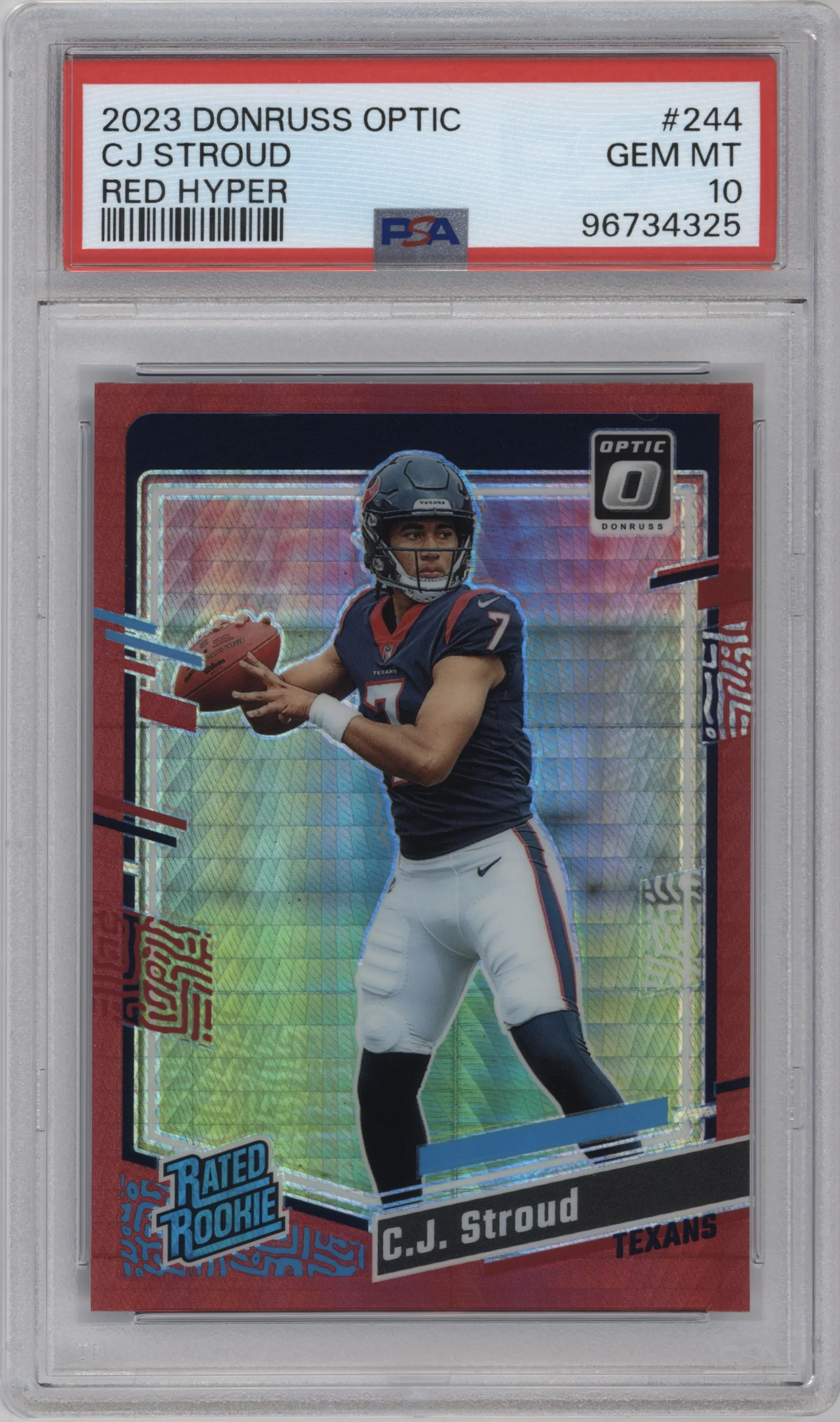 2023 Donruss Optic Rated Rookie C.J. Stroud Hyper Red #244 PSA 10