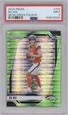 Bo Nix from the 2024 Panini Prizm set featuring a Neon Green Pulsar  parallel graded by PSA and given an overall grade of 9.