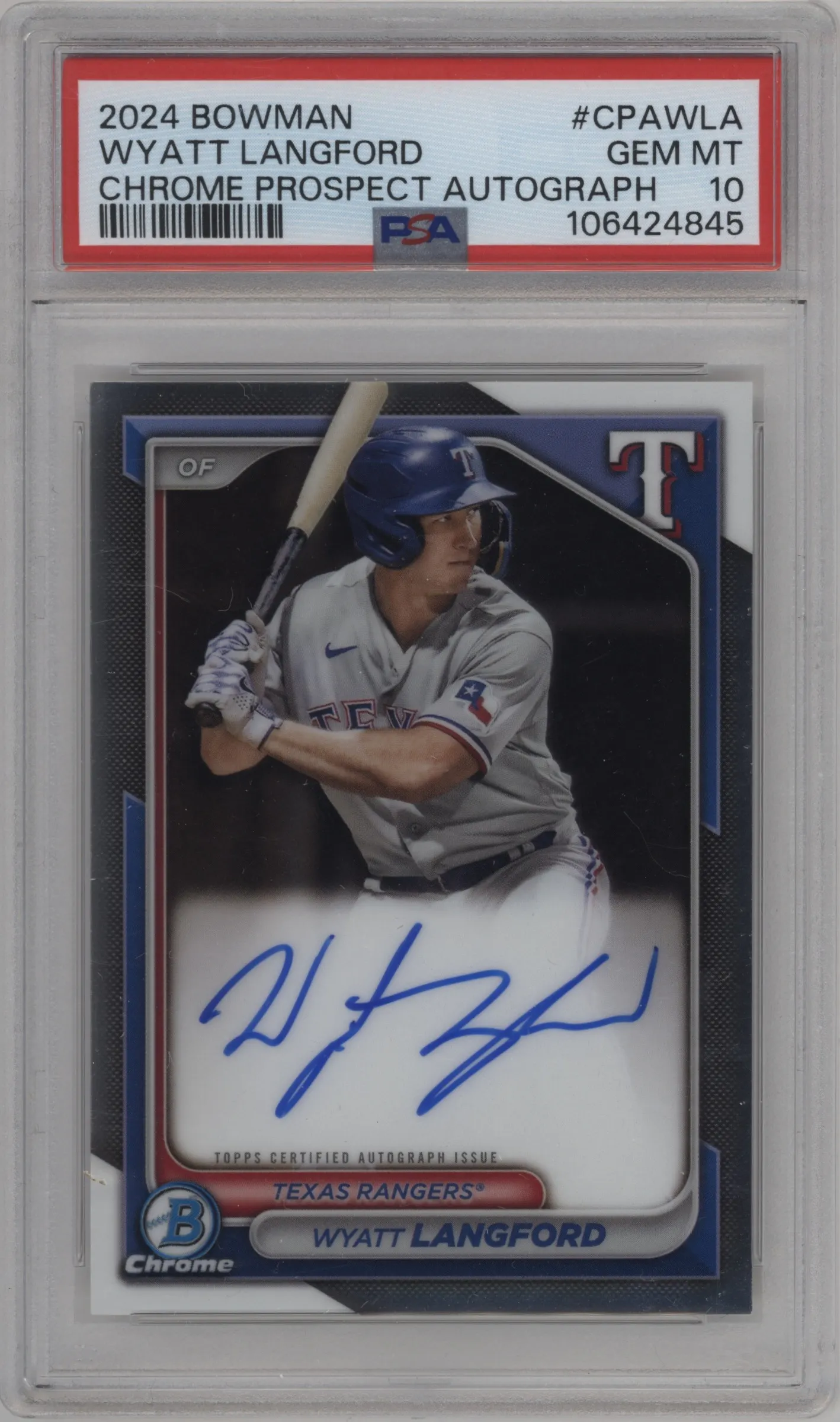 2024 Bowman Chr.Pros.Auto Wyatt Langford #CPA-WLA PSA 10
