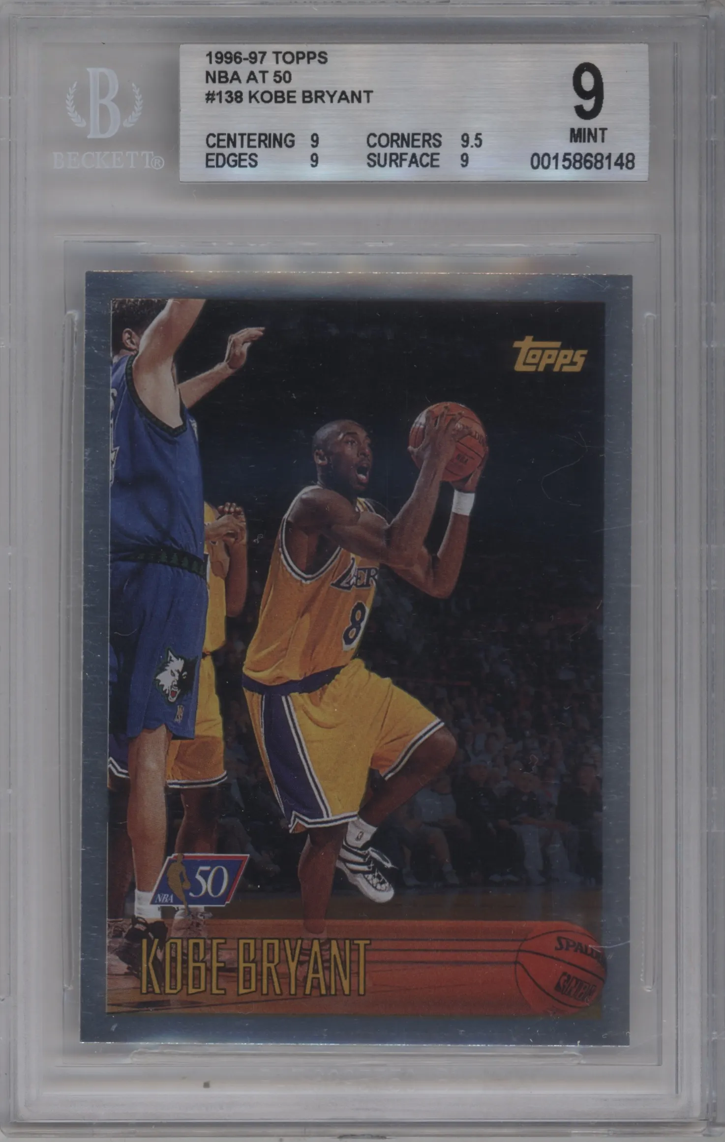 1996 Topps Kobe Bryant NBA at 50 #138 BGS 9