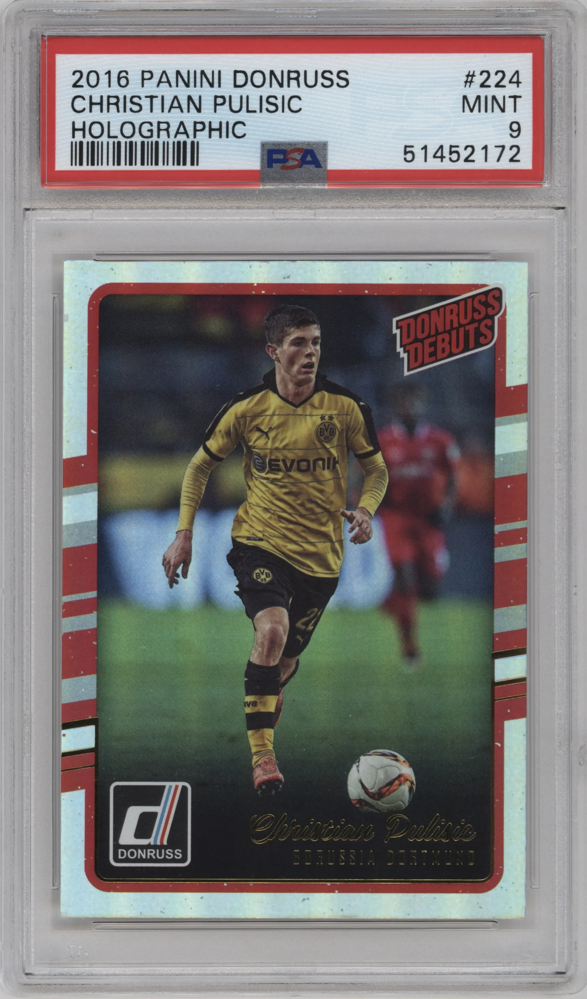 2016 Panini Donruss Debuts Christian Pulisic Holographic #224 PSA 9