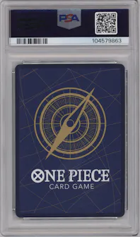 Shanks from the 2022 One Piece JPN set featuring a Manga parallel graded by PSA and given an overall grade of 10.