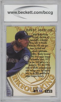 Randy Johnson from the 1994 Fleer Ultra set graded by Beckett and given an overall grade of 10.