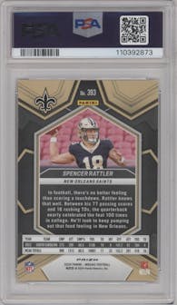 Spencer Rattler from the 2024 Panini Mosaic set featuring a Honeycomb parallel graded by PSA and given an overall grade of 10.