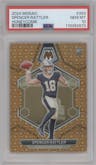 Spencer Rattler from the 2024 Panini Mosaic set featuring a Honeycomb parallel graded by PSA and given an overall grade of 10.