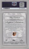 Adley Rutschman from the 2023 Topps Chrome Sapphire set featuring a Red parallel graded by PSA and given an overall grade of 10.