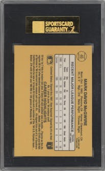 Mark McGwire from the 1987 Donruss set graded by SGC and given an overall grade of 7.