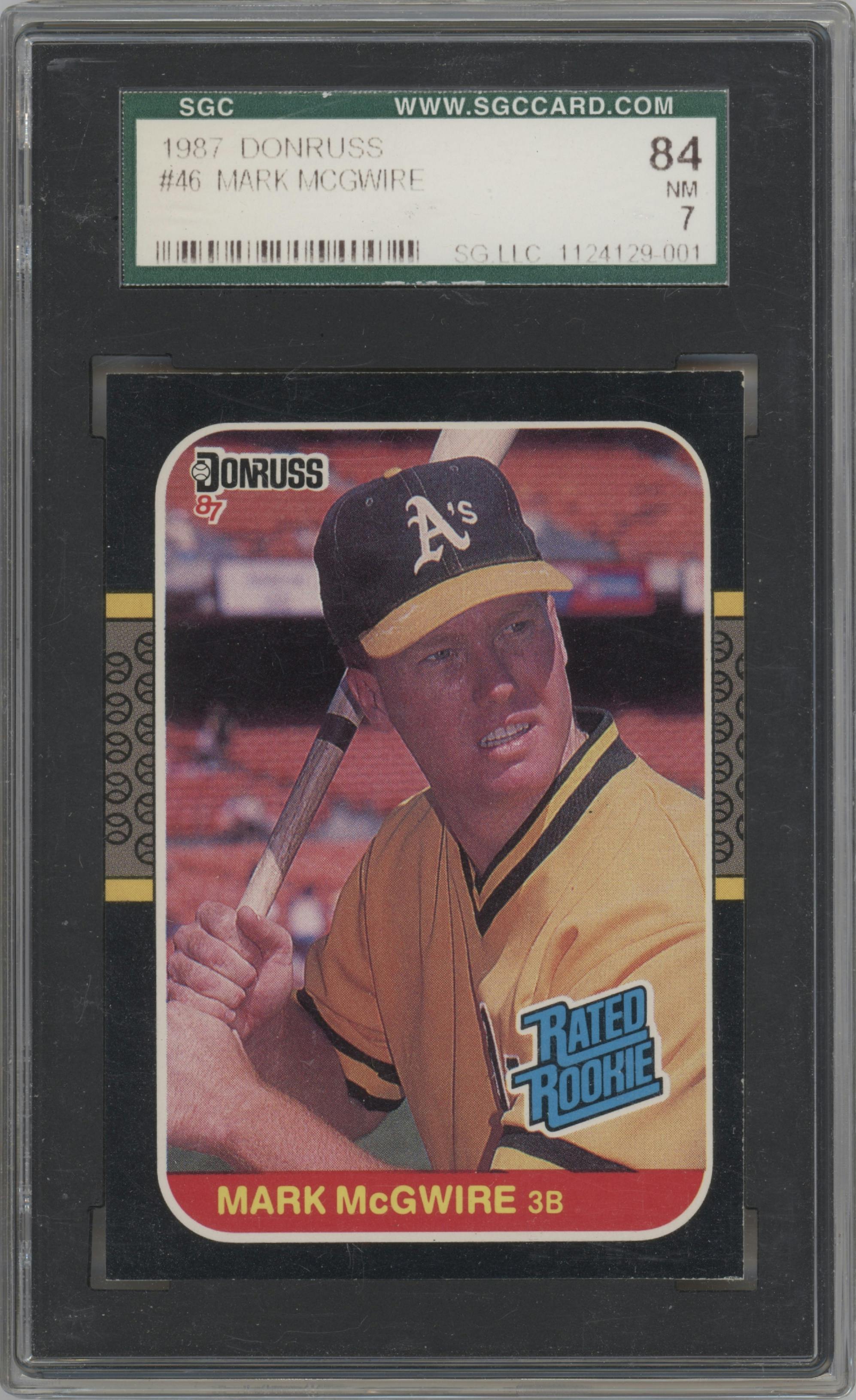 Mark McGwire from the 1987 Donruss set graded by SGC and given an overall grade of 7.