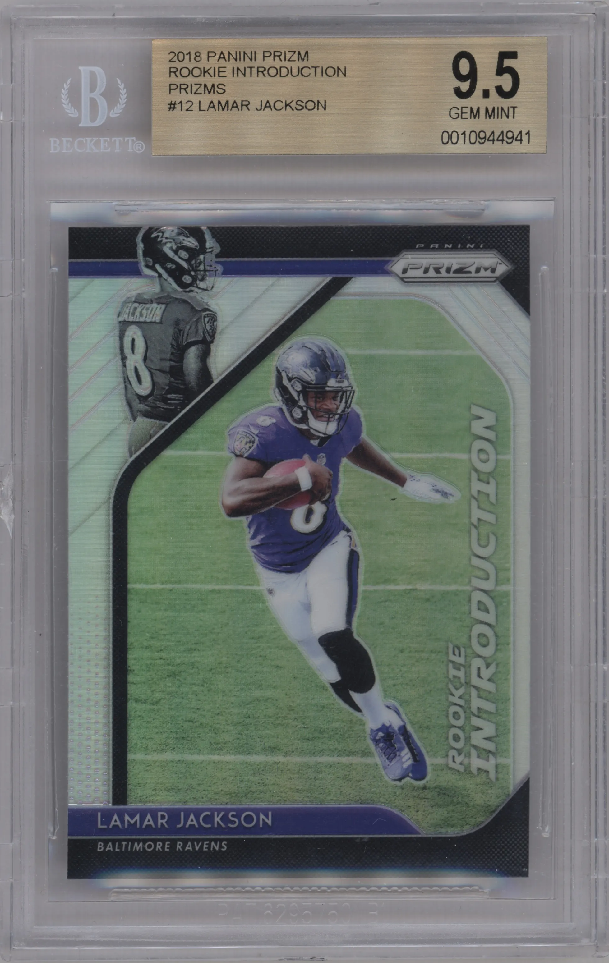 2018 Panini Prizm Rke.Introduction Lamar Jackson BGS 9.5