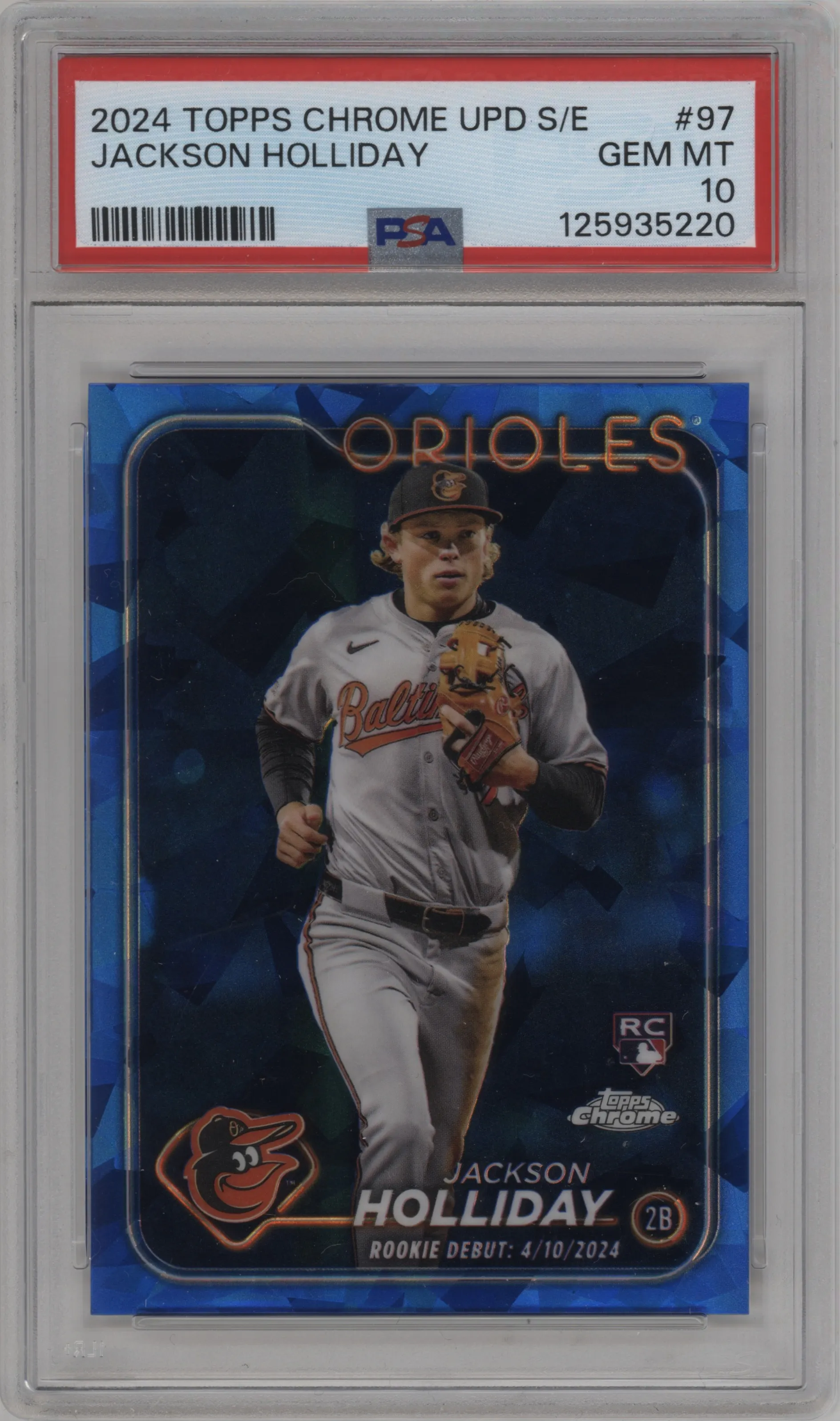2024 Topps Chrome Update Sapphire Edition Jackson Holliday PSA 10