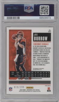 Joe Burrow from the 2020 Panini Contenders Optic set featuring a Red parallel graded by PSA and given an overall grade of 10.