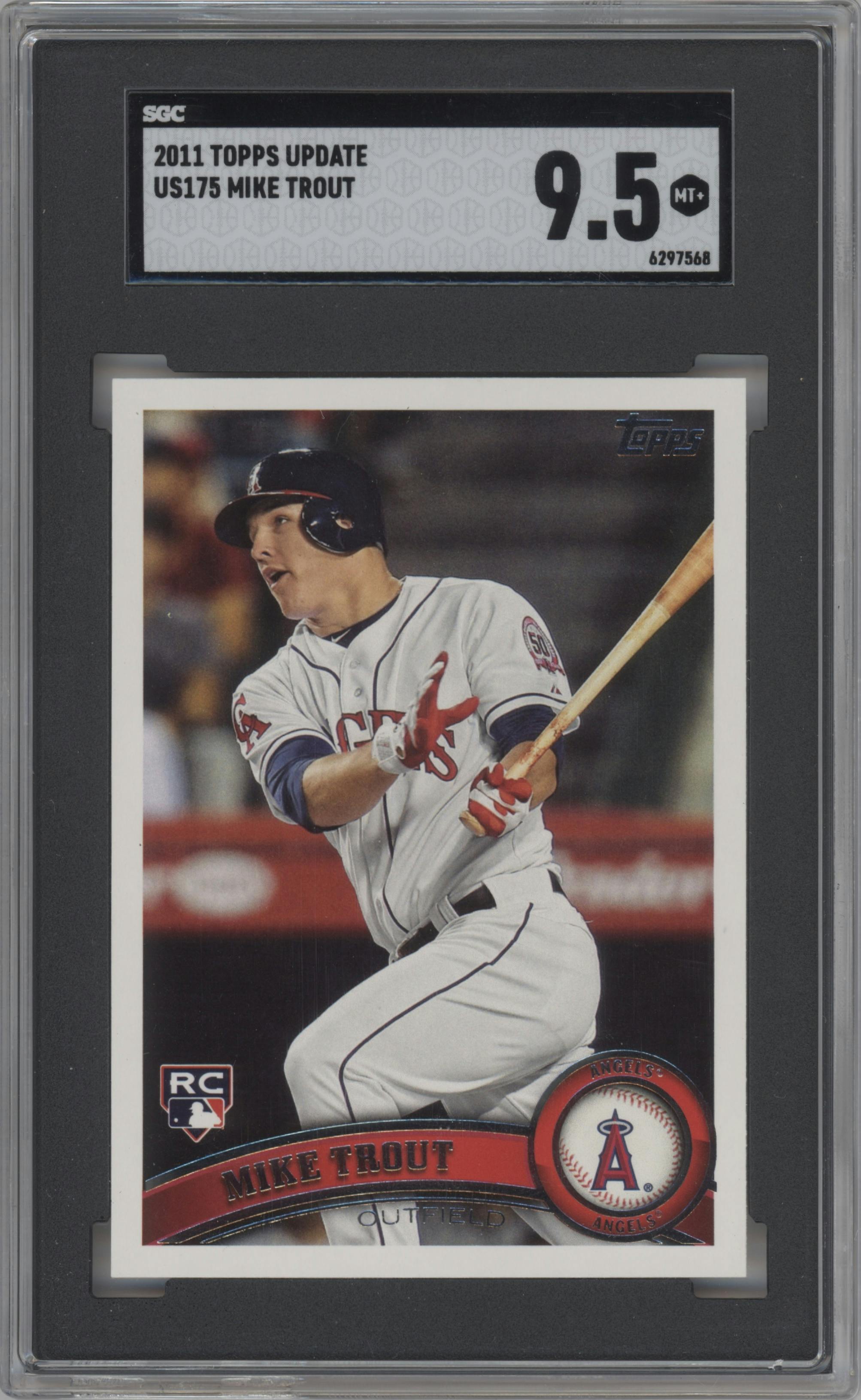 Mike Trout  from the 2011 Topps Update set graded by SGC and given an overall grade of 9.5.