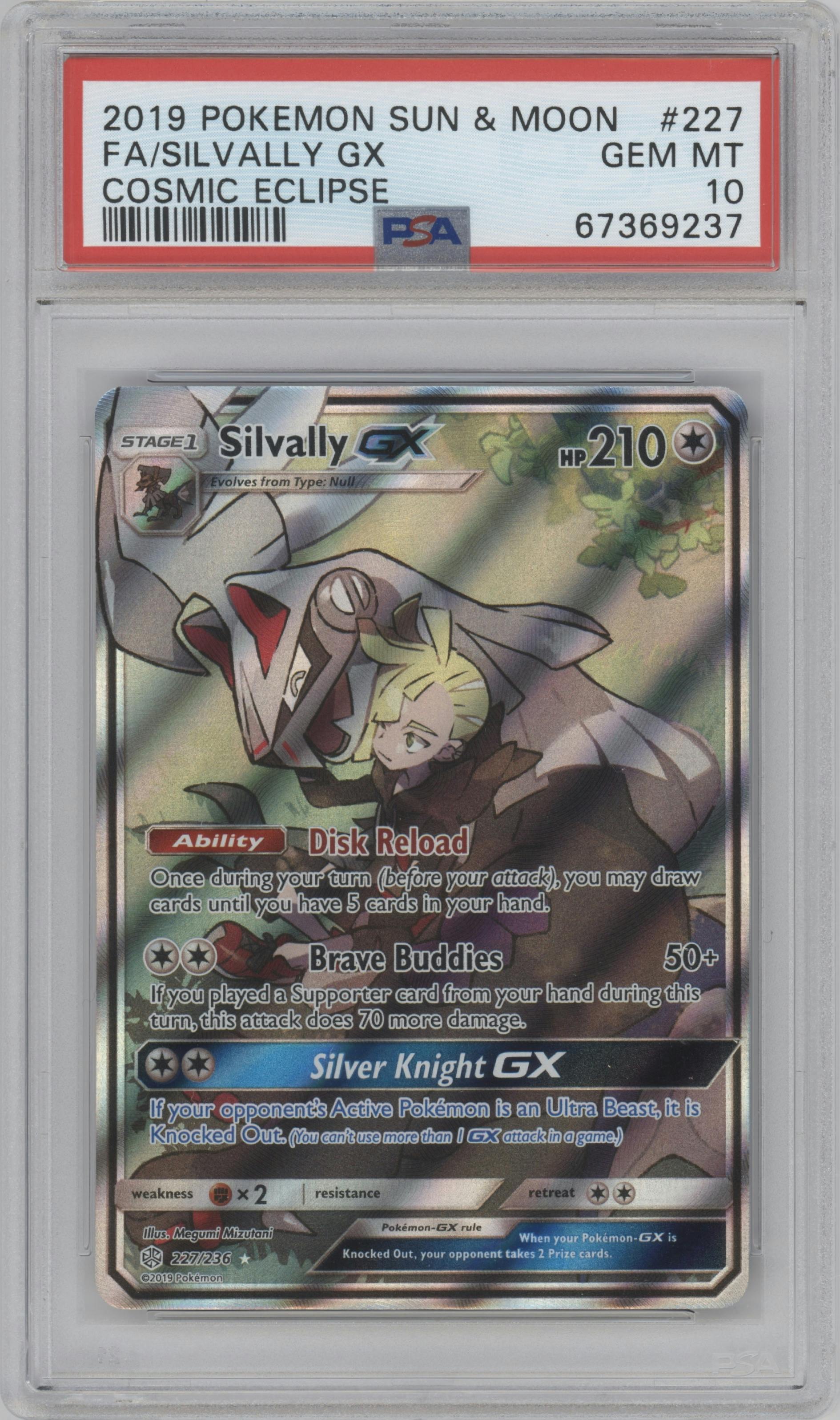 Silvally GX from the 2019 Pokemon S&M  set graded by PSA and given an overall grade of 10.